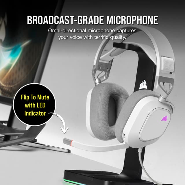 Corsair HS80 RGB USB gaming headset (hvid)