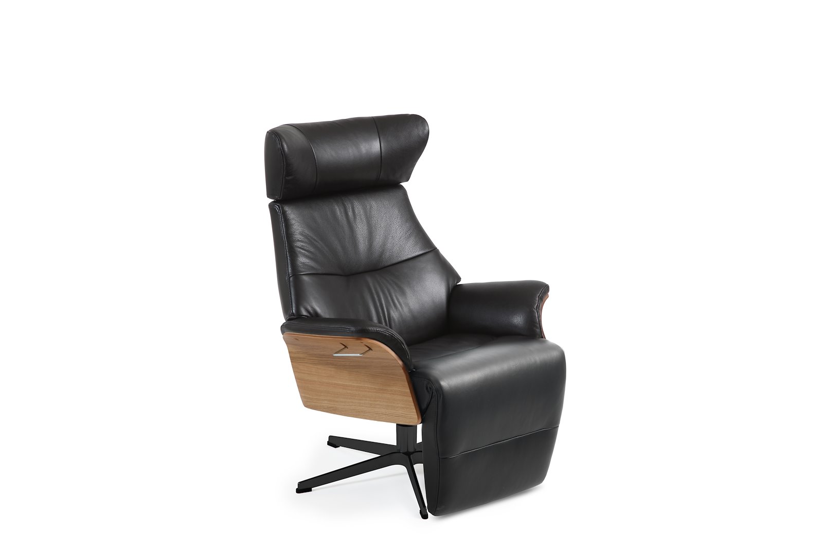 Air lenestol med fothviler I hud Zero 2534-89 Black, standard svingfot sort alu. Skrog i eik