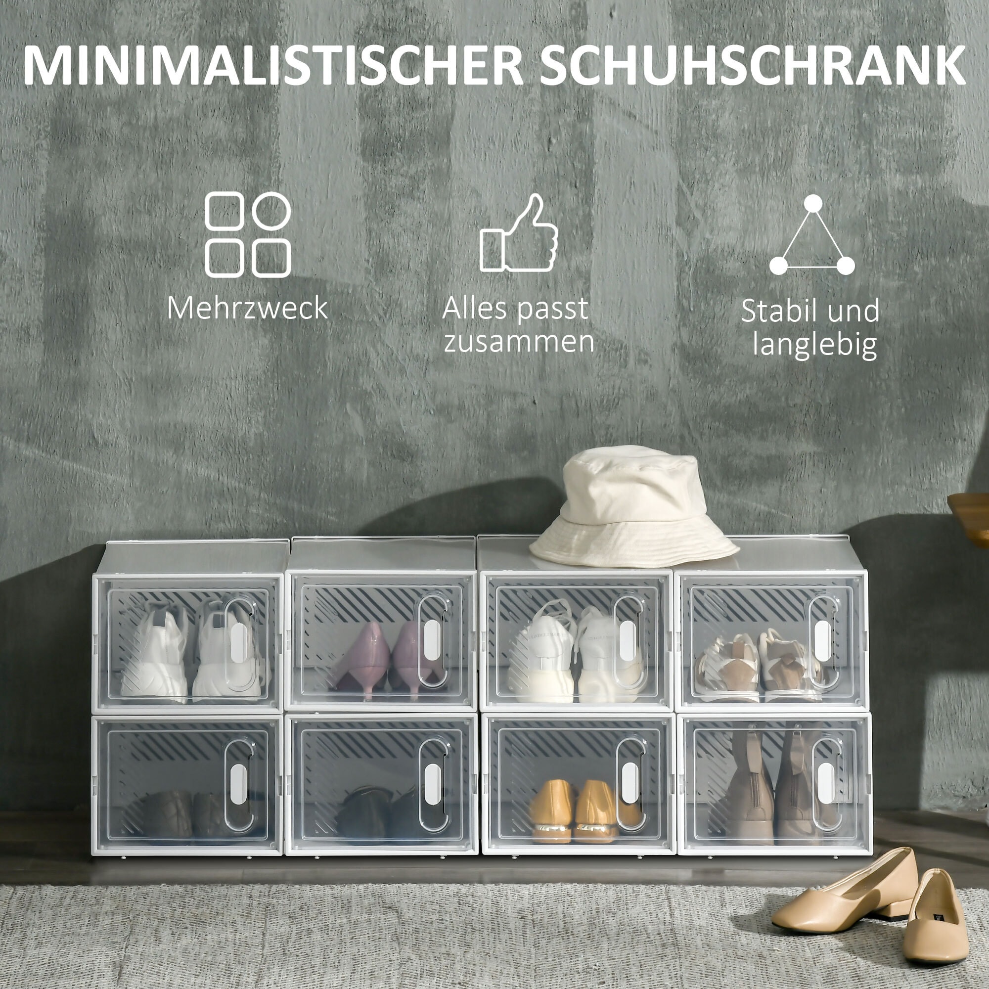 HOMCOM Aufbewahrungsschrank mti Lüftungsöffnungen transparent 25L x 35B x 19H cm