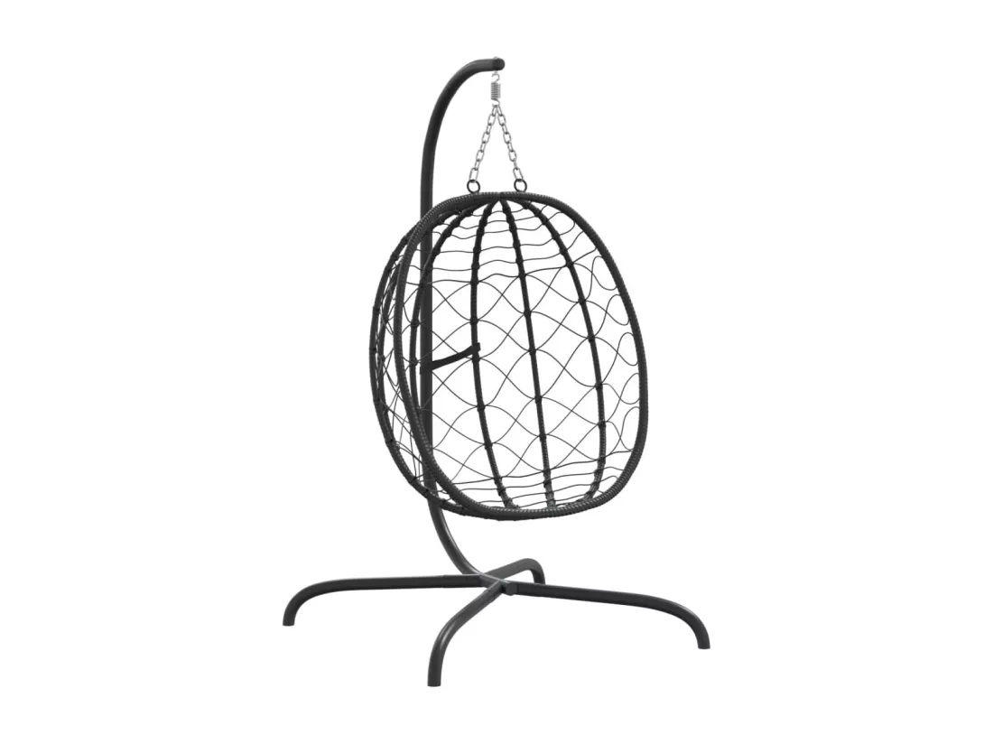 Chaise suspendue en forme d'œuf avec coussin blanc crème
