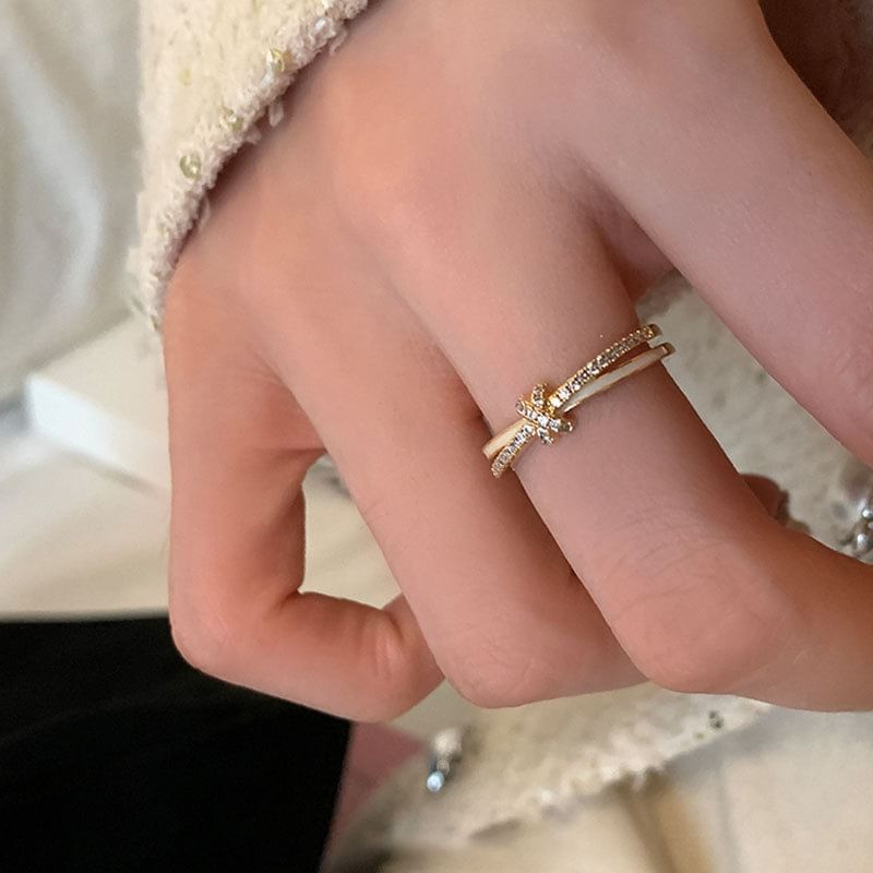 Panda Dama - Open ring met strass