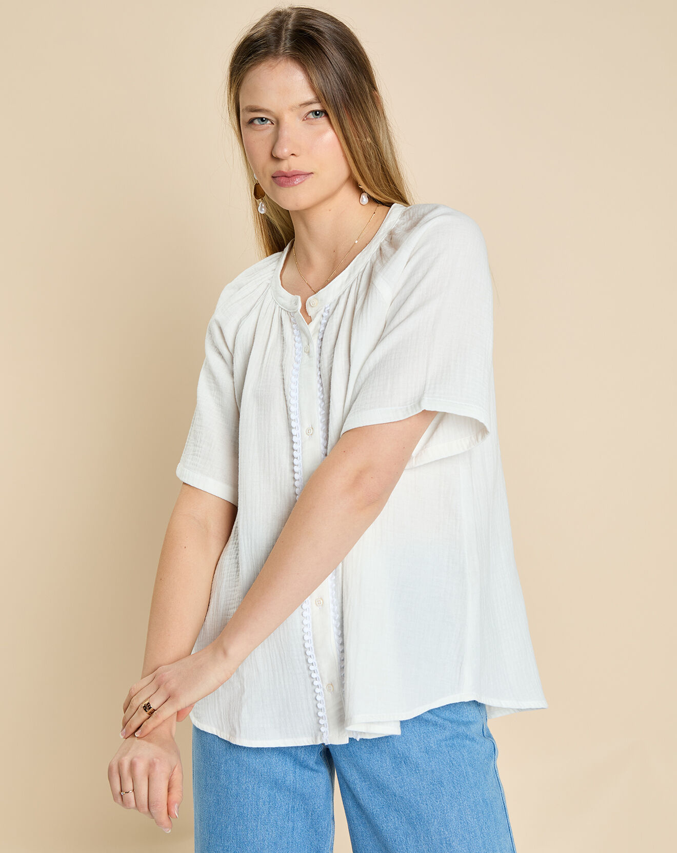 Harris Wilson Blouse en Gaze de Coton Emelia blanche