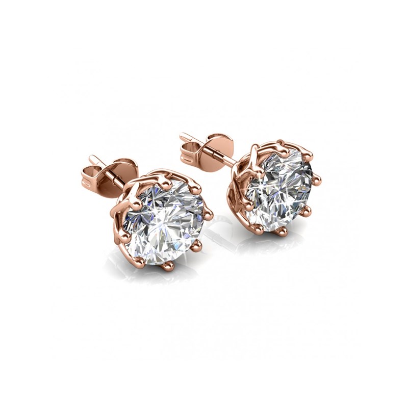 Boucles d'oreilles Lily - Or Rosé et Cristal