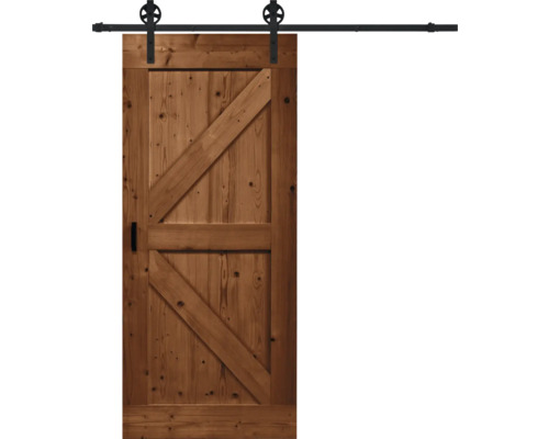 Pertura schuifdeur complete set Yorick British Vintage bruin 950x2150 mm incl. rail met spaakwiel, krukset