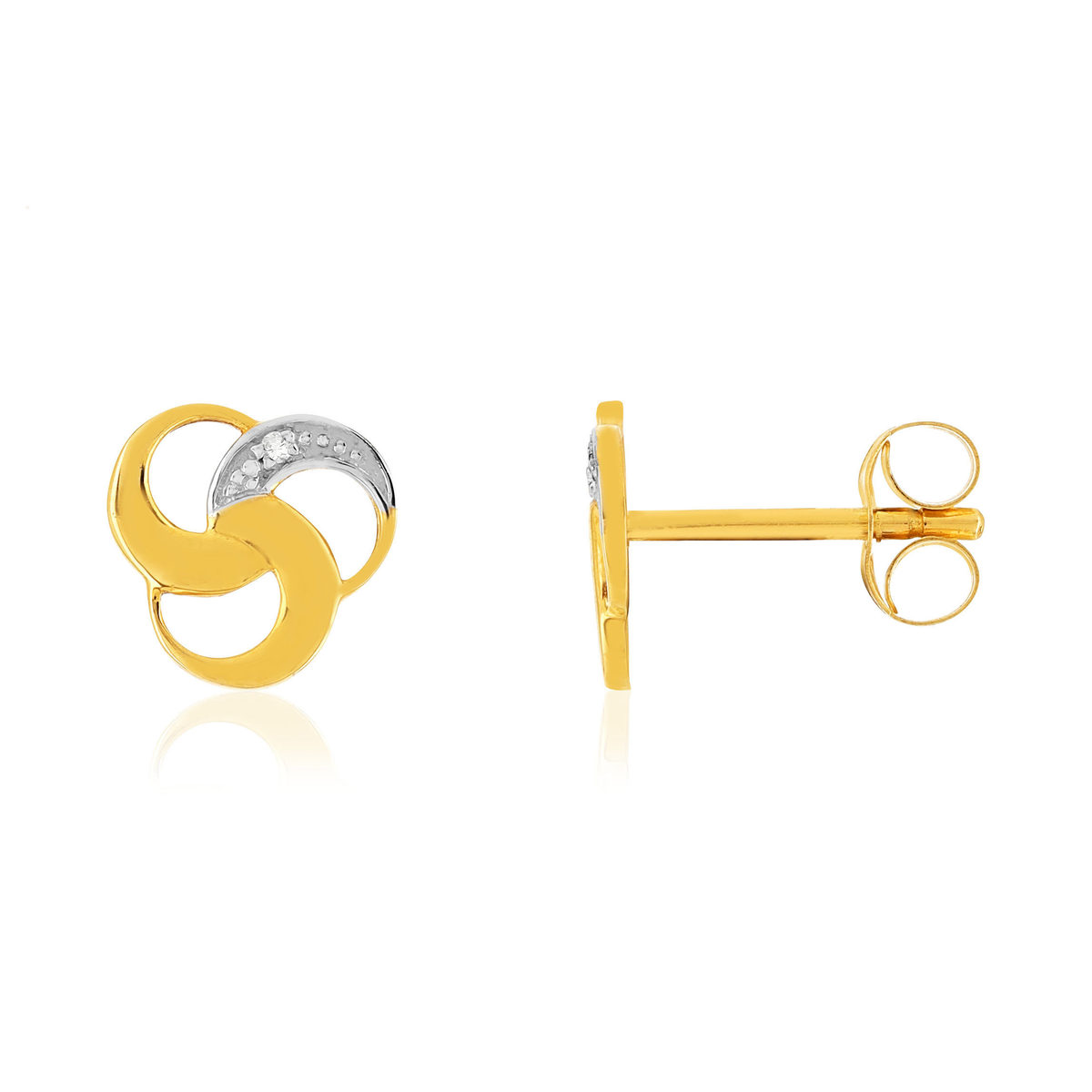 Boucles d'oreilles or 375 2 tons diamants