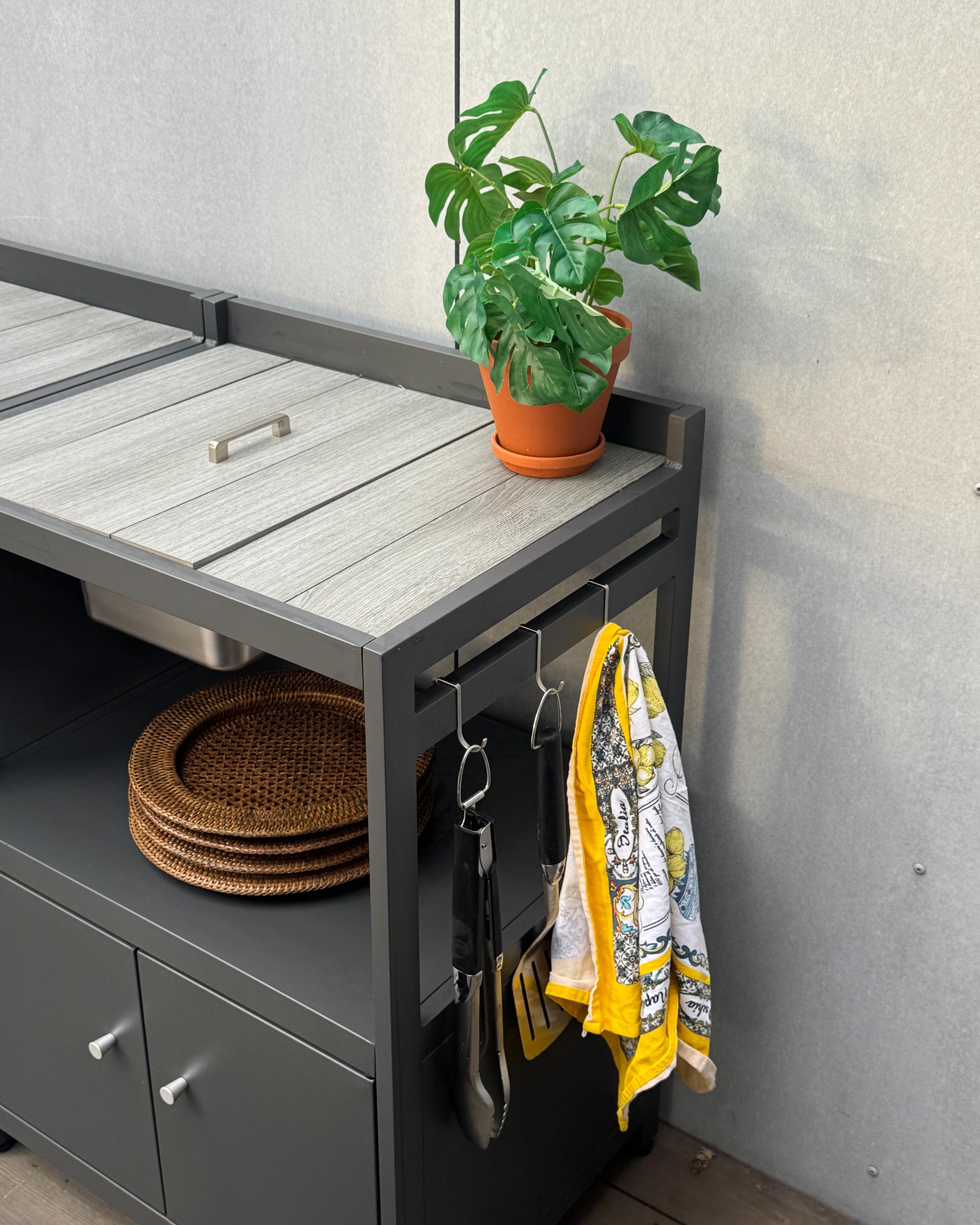 Tuin keukenset met spoelbak ORTISEI Metaal Grafietgrijs