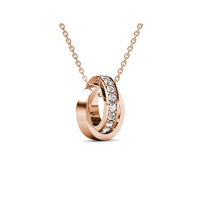Pendentif Circle Hoop - Or Rosé et Cristal