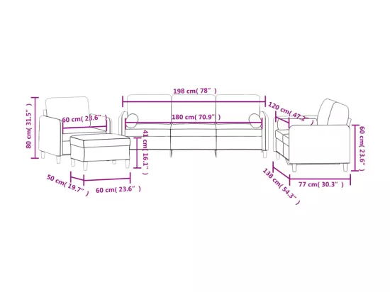 Ensemble de canapés 4 pcs avec coussins gris foncé velours