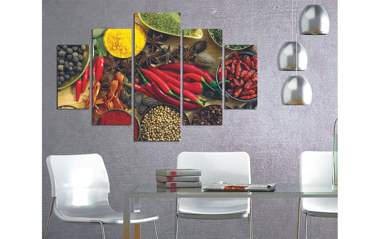 Bild Zauber der Gewürze 5-teilig, 92 x 56 cmDekorative Wandmalerei