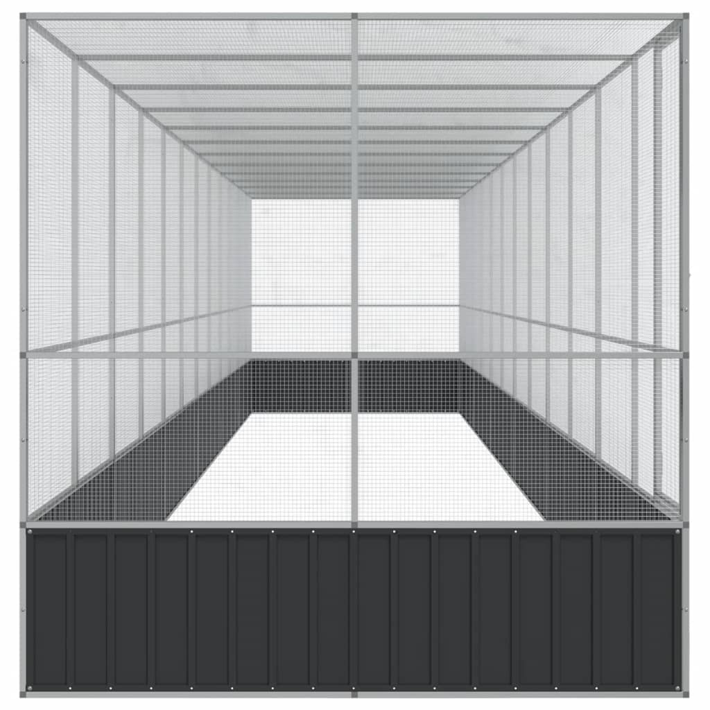 Gaiola para pássaros vidaXL com extensão, em aço, cor prata, 1039x207x212 cm