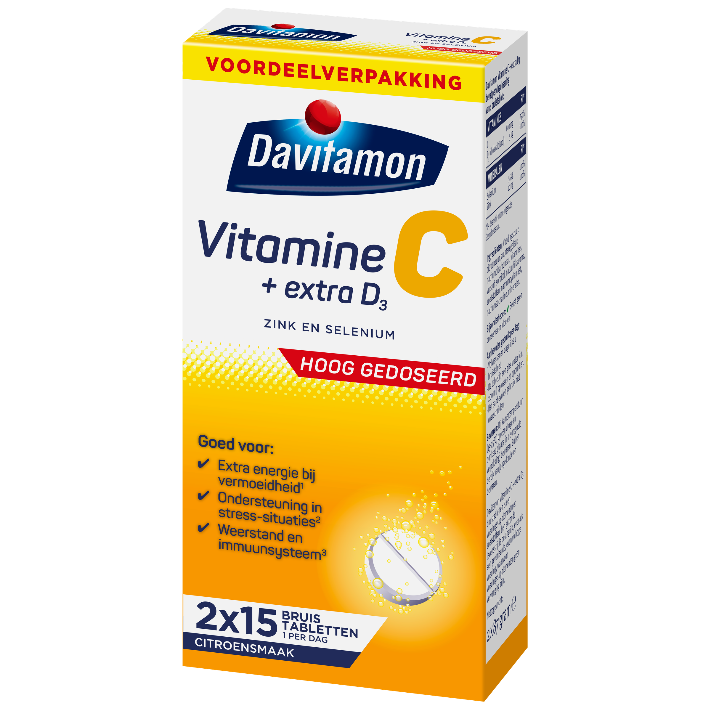 Davitamon Vitamine C + Extra D3 Bruistabletten Citroensmaak (30 tabletten)