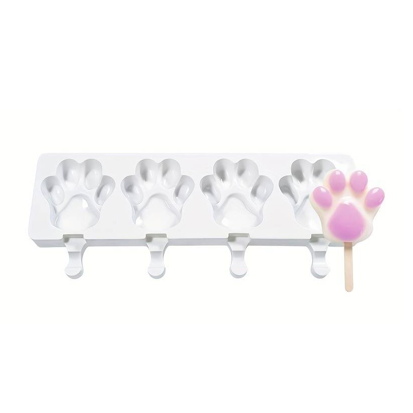 (4-fach) Haustier Eis am Stiel Form DIY Glacé Behälter Eiscreme Form für Hunde / Katzen - Pfote