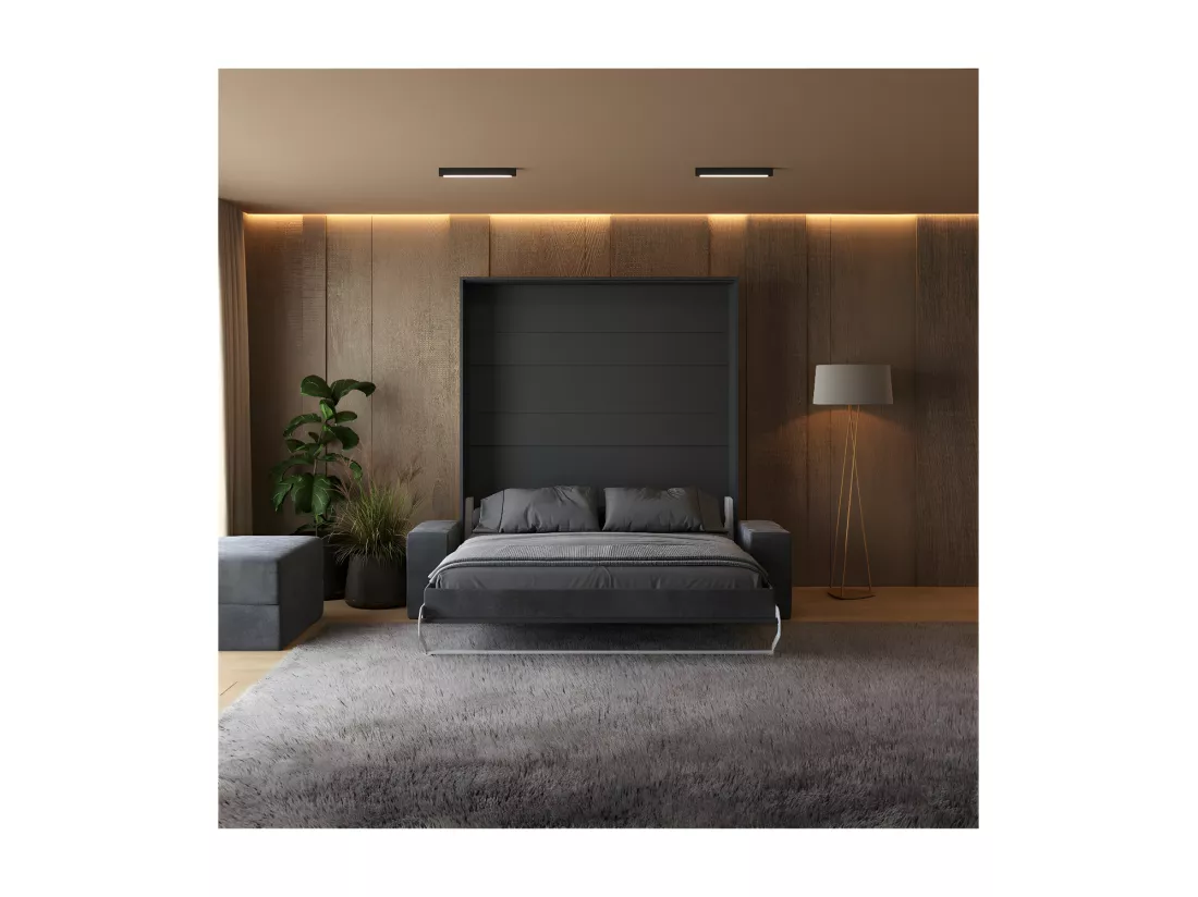 Lit escamotable 180x200cm Vertical Canapé Anthracite Lit Mural SUP M1 Anthracite