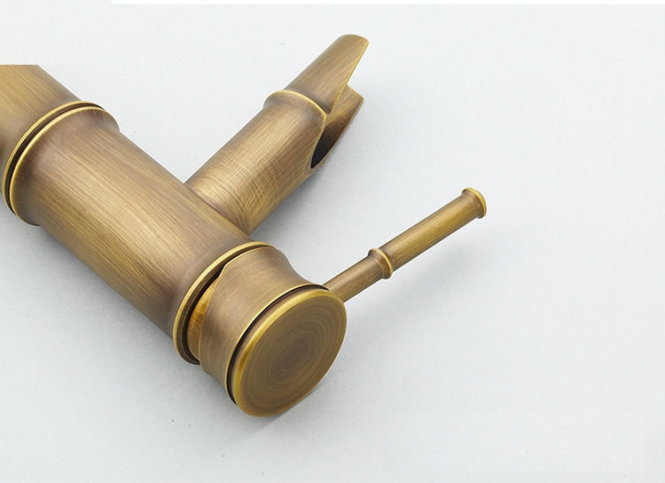 Saniclear Bamboo wastafelkraan met waterval uitloop antiek brons