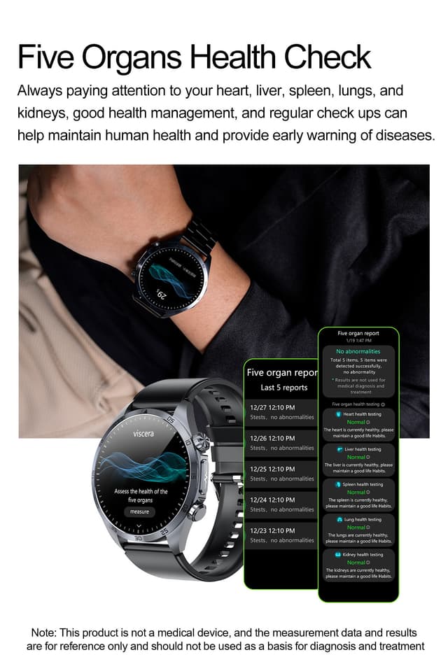 Smartwatch med avanceret sundhedsovervågning Sort