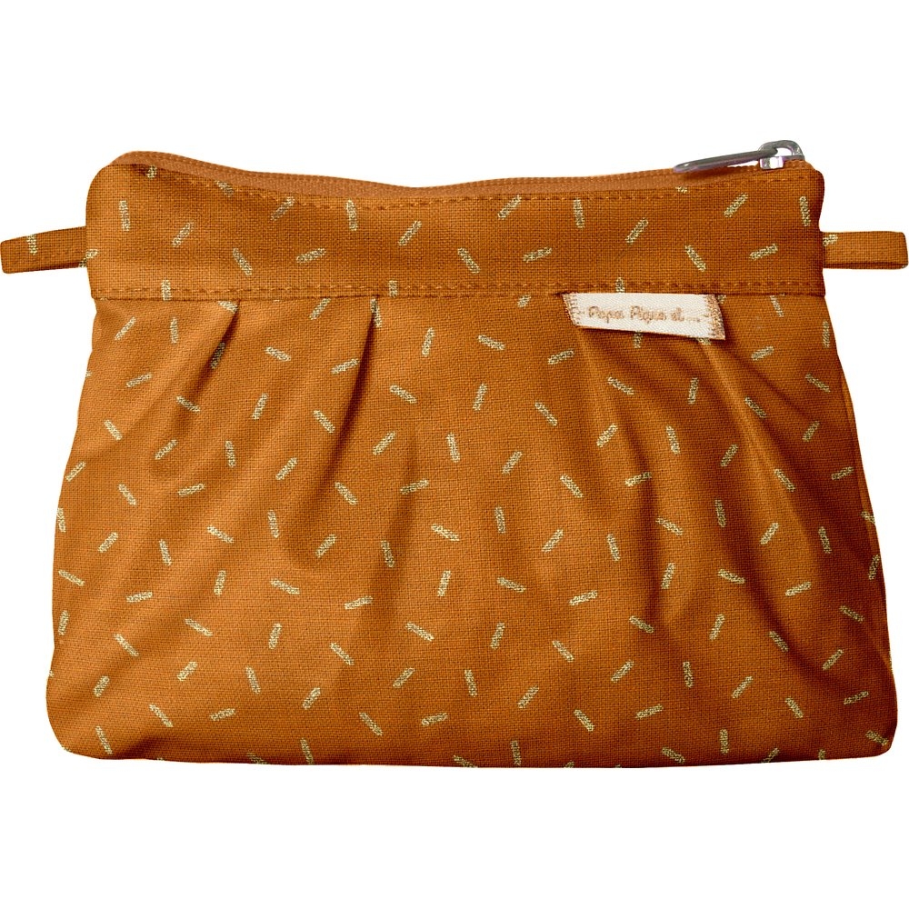 Mini Pochette Plissée Paille Dorée Caramel
