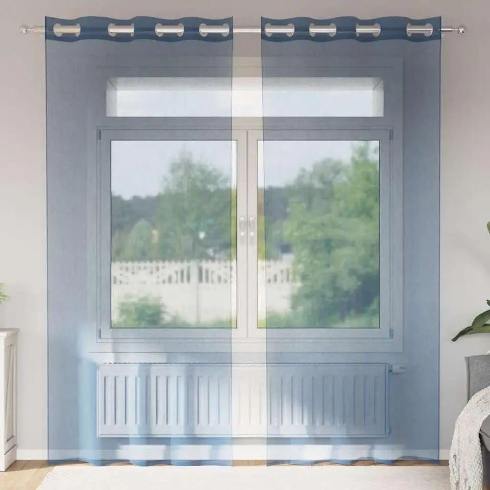 vidaXL Gordijnen van voile met ringen - Koningsblauw - 140x225 cm - 2 Stuks