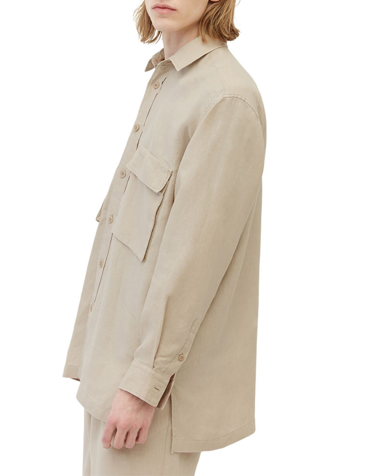 Marc O'Polo Surchemise 100% Lin manches longues Oversize West beige