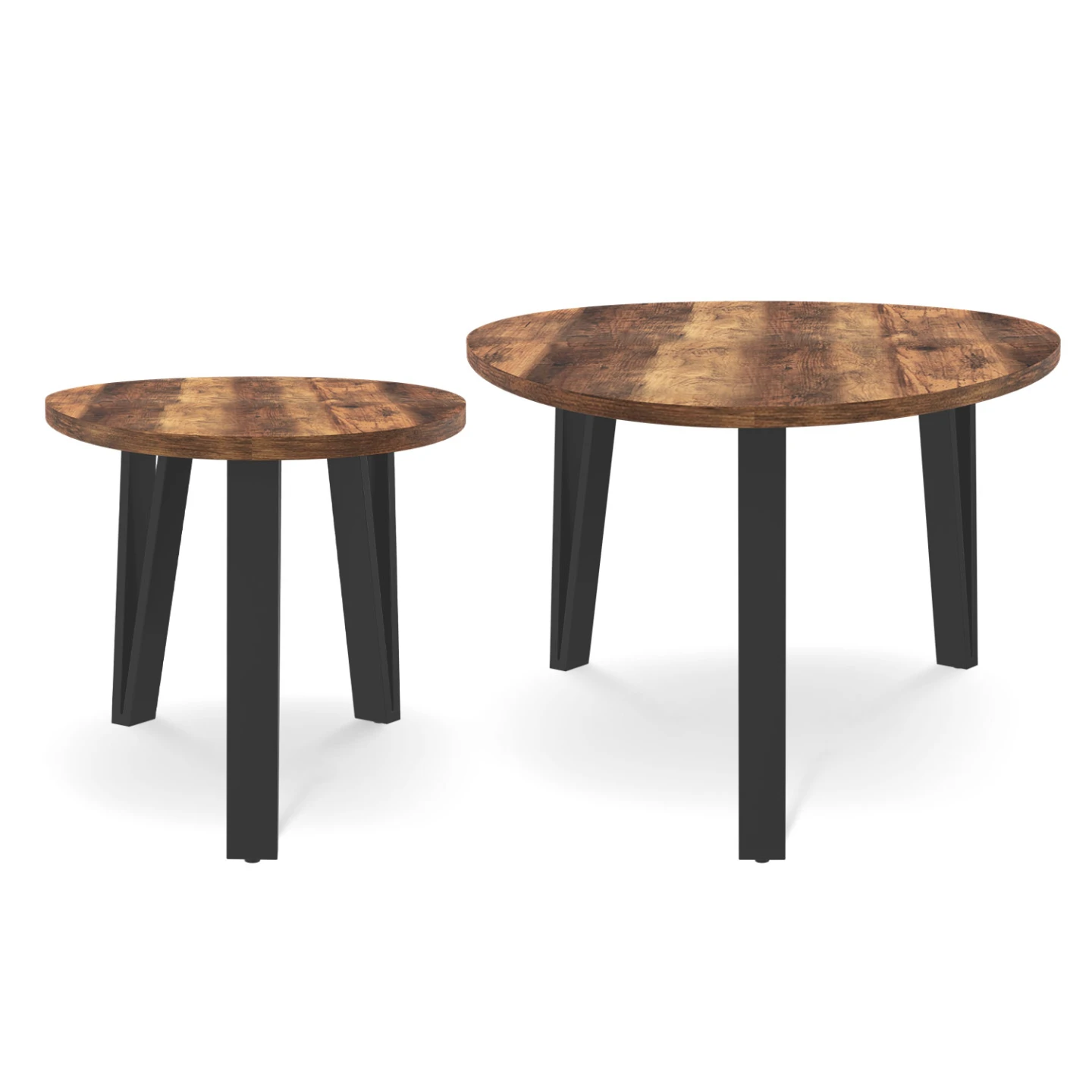 Lot de 2 tables basses gigognes AUSTRIA bois pied épingle noir
