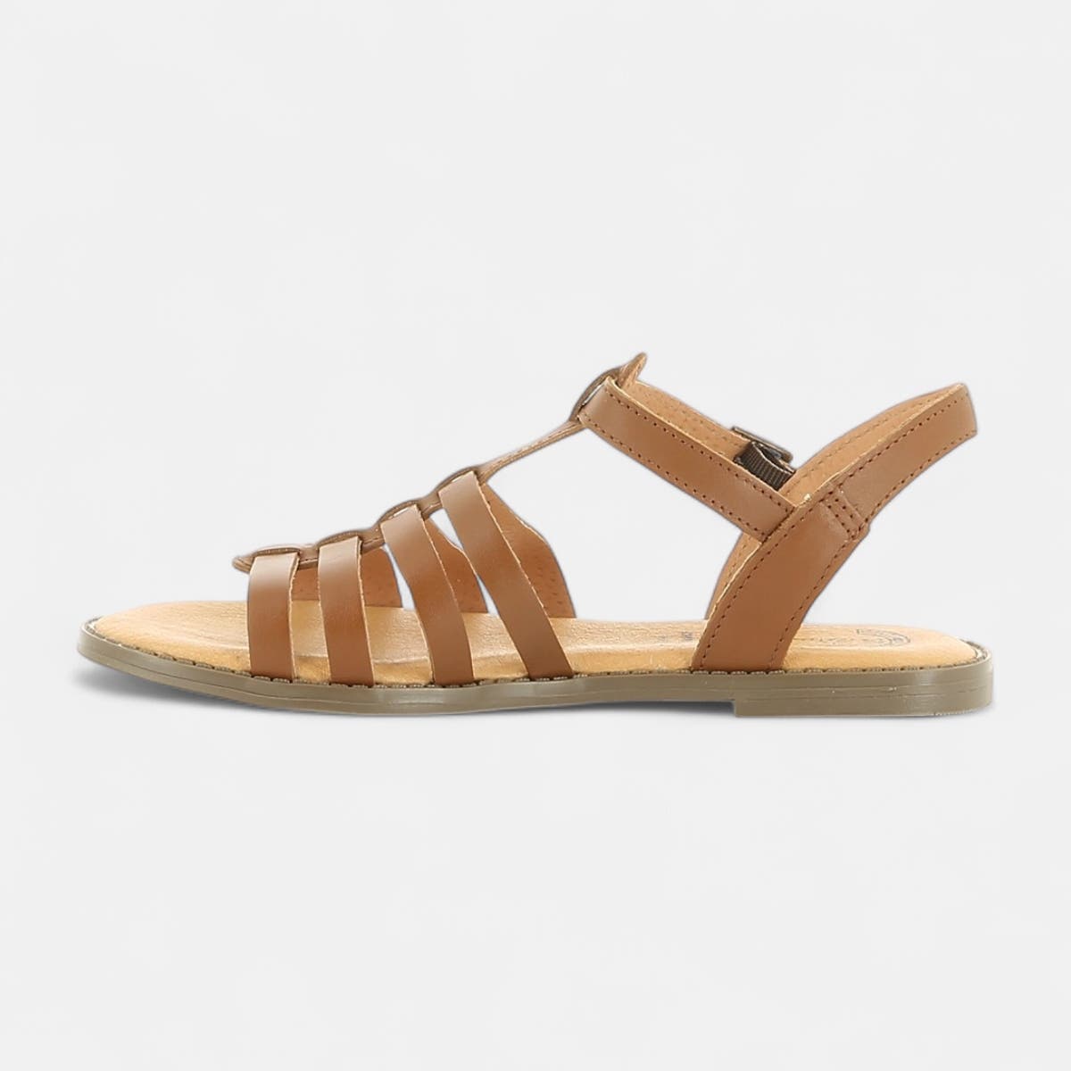 Nu-pieds Femme en cuir cognac