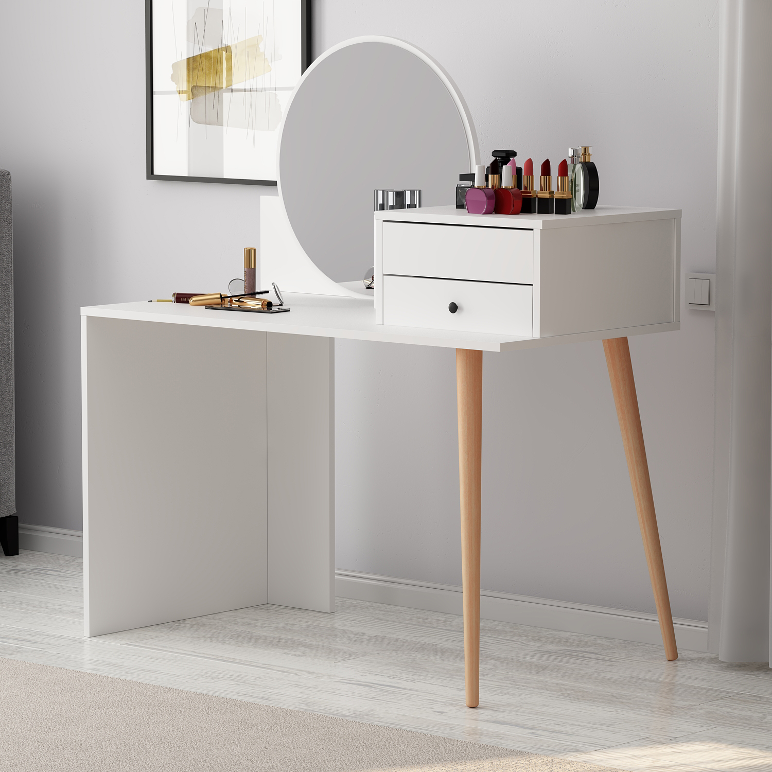 Schminktisch - weiß - mit Spiegel - 120 cm