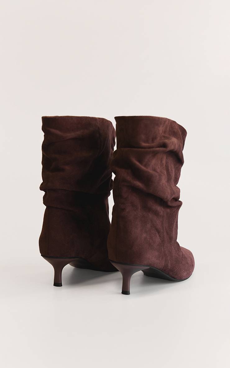 Chocolat Bottines À Talon Chaton En Synthétique Froncée