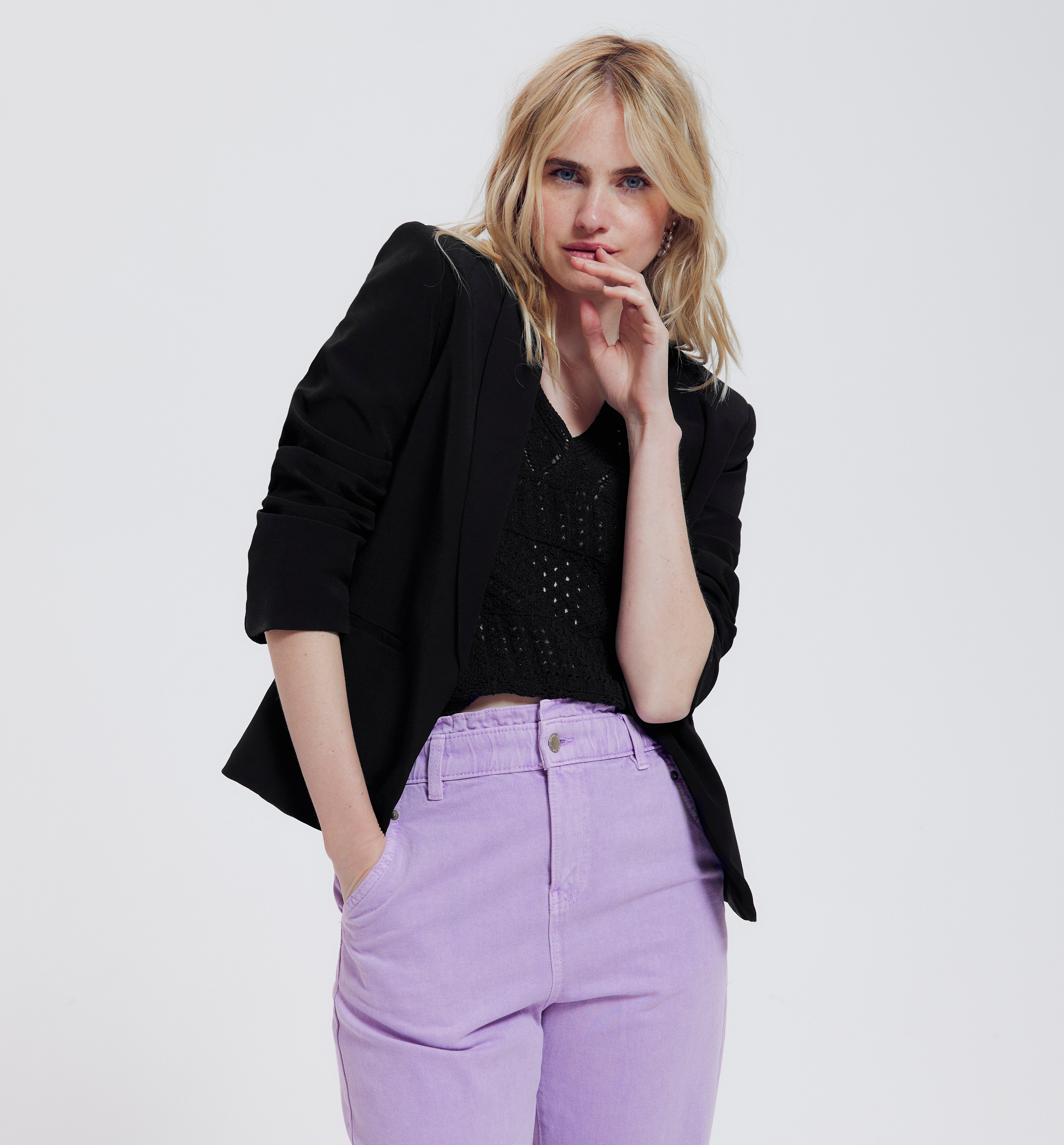 Veste de tailleur unie Femme - Noir
