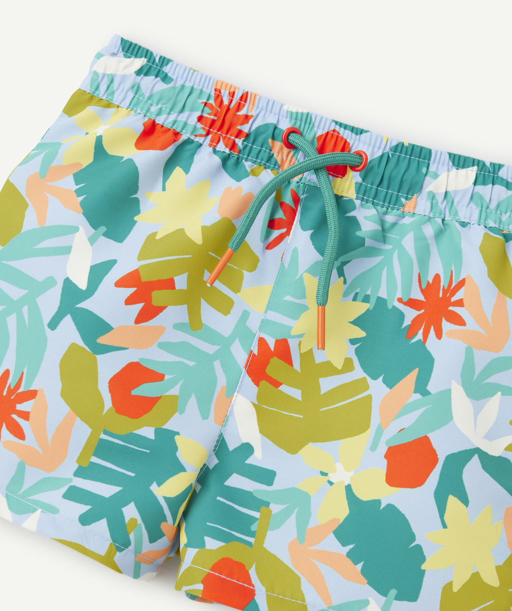 SHORT DE BAIN BÉBÉ GARÇON EN FIBRES RECYCLÉES BLEU IMPRIMÉ FEUILLE