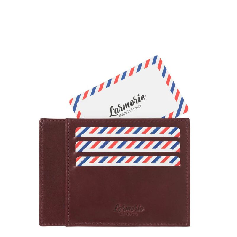 Porte-cartes Paul en cuir lisse Vigne rouge