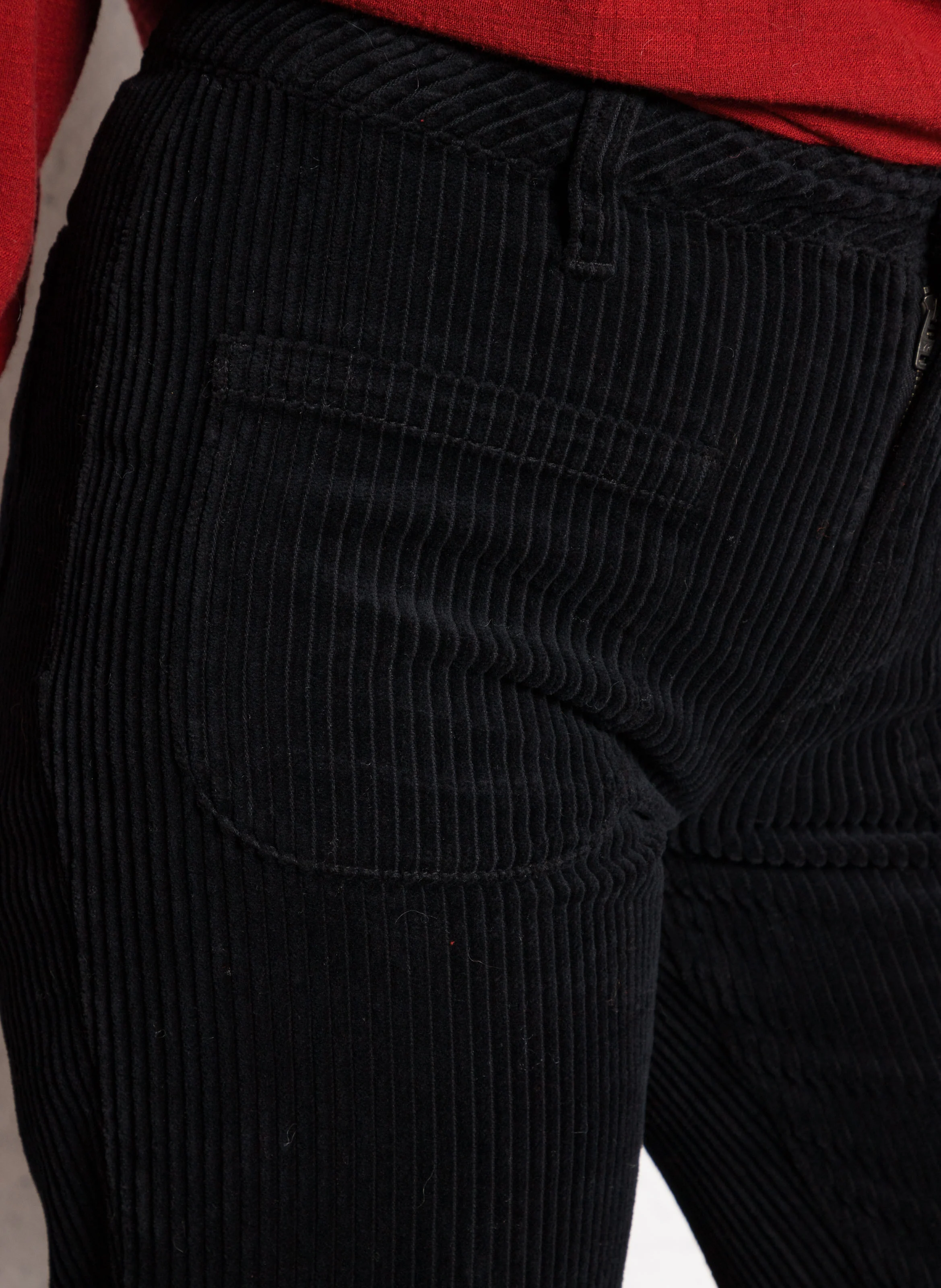 NINA - Pantalon large en coton côtelé | Noir
