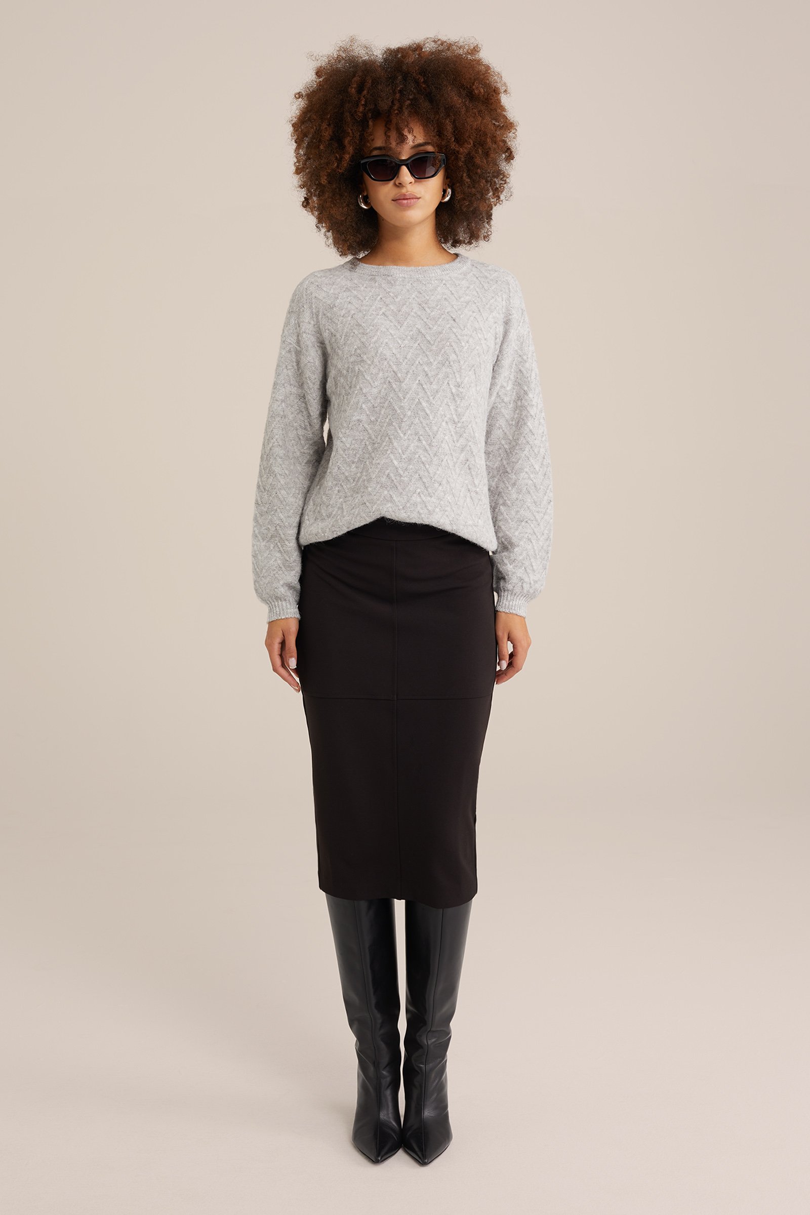 trui met structuur WE Fashion Lichtgrijs