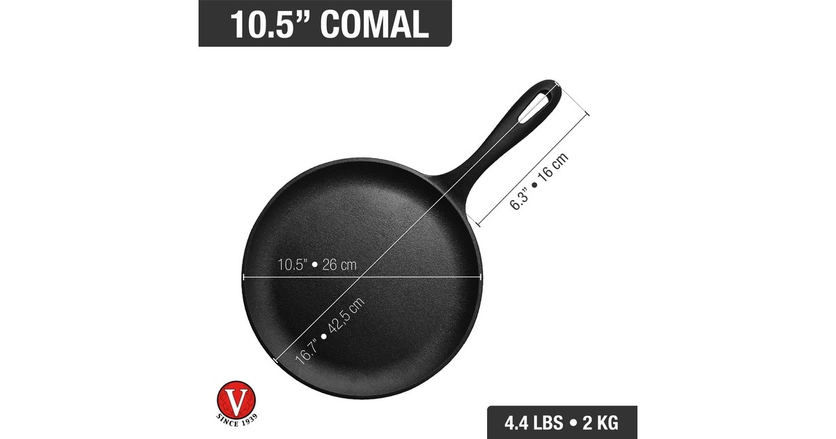 VictoriaBakpan Comal 26 cm, Seasoned grillplaat  (Zwart (mat), Color packaging)