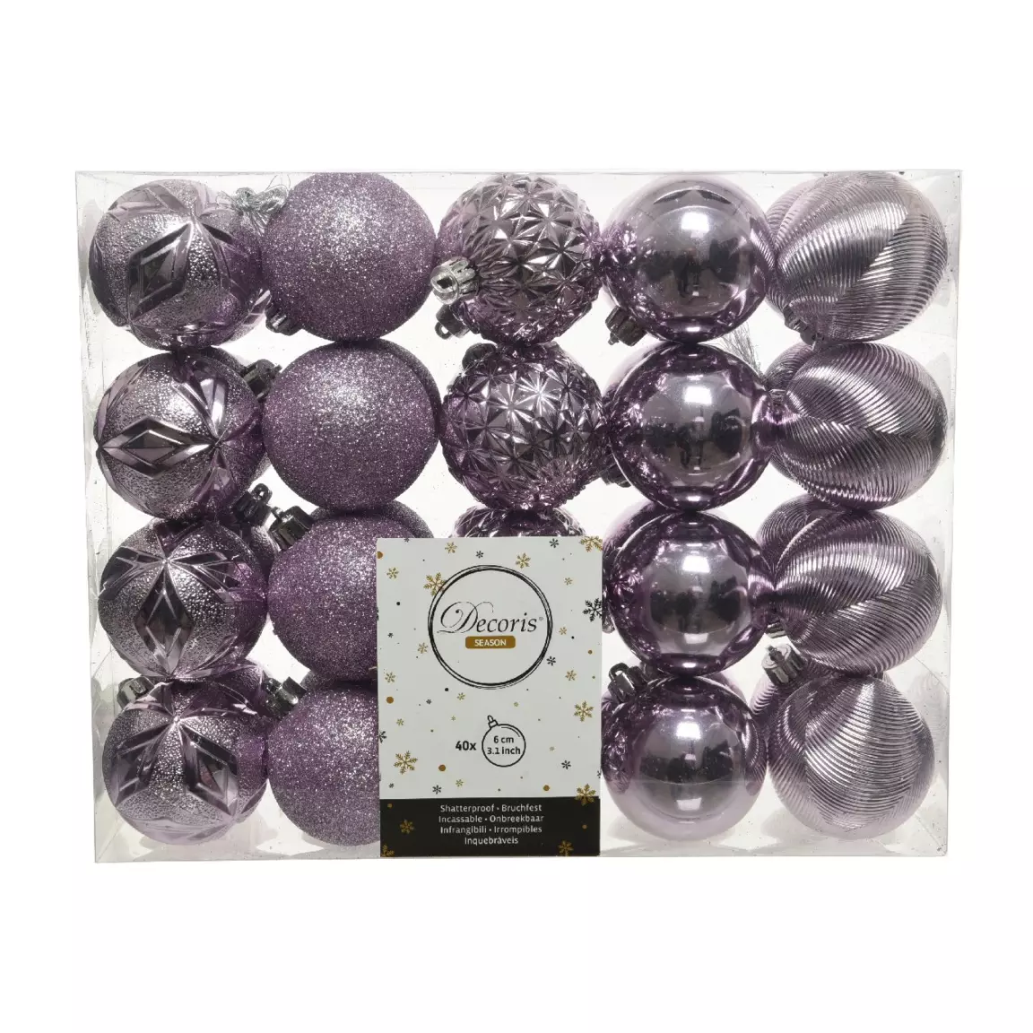 Lot de 40 boules de Noël (D60 mm) Cyriane Lilas