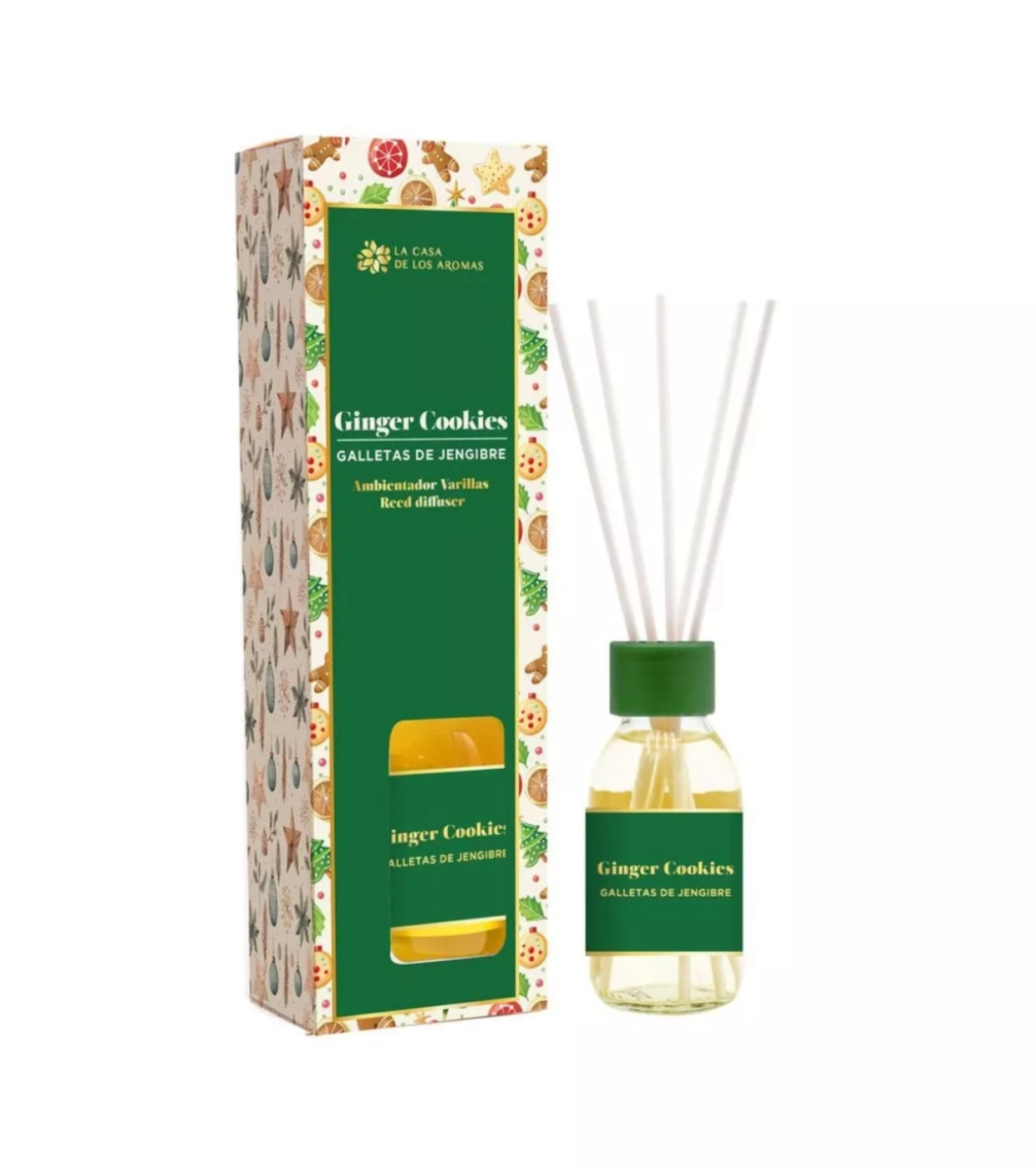 La Casa de los Aromas - Difusor de Varetas Christmas 95ml - Ginger Cookies