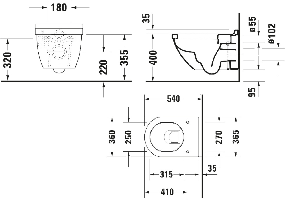 Duravit Starck 3 toilet met verborgen bevestiging wit glans