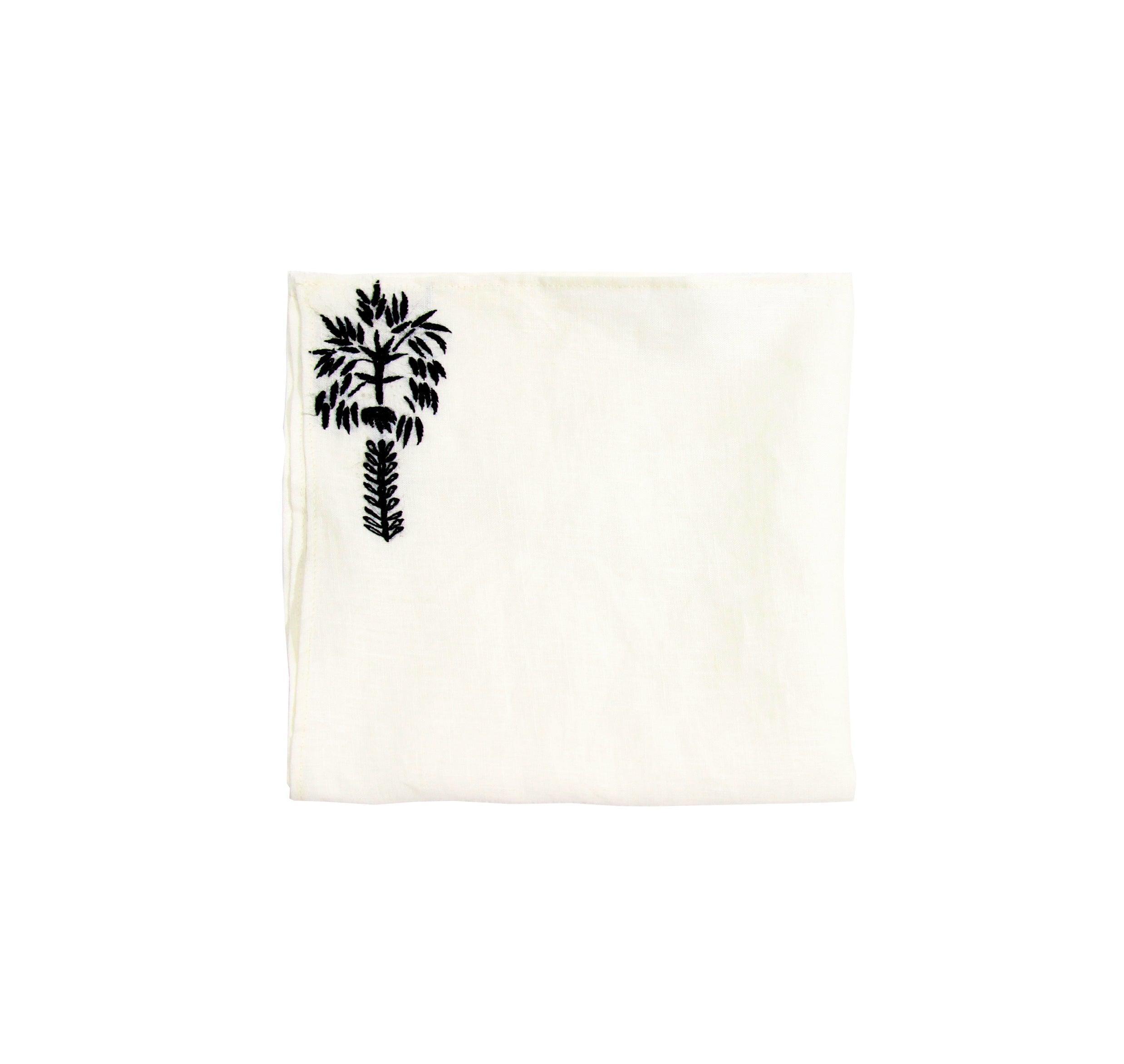 Serviette en lin brodée à la main (Lot de 4)