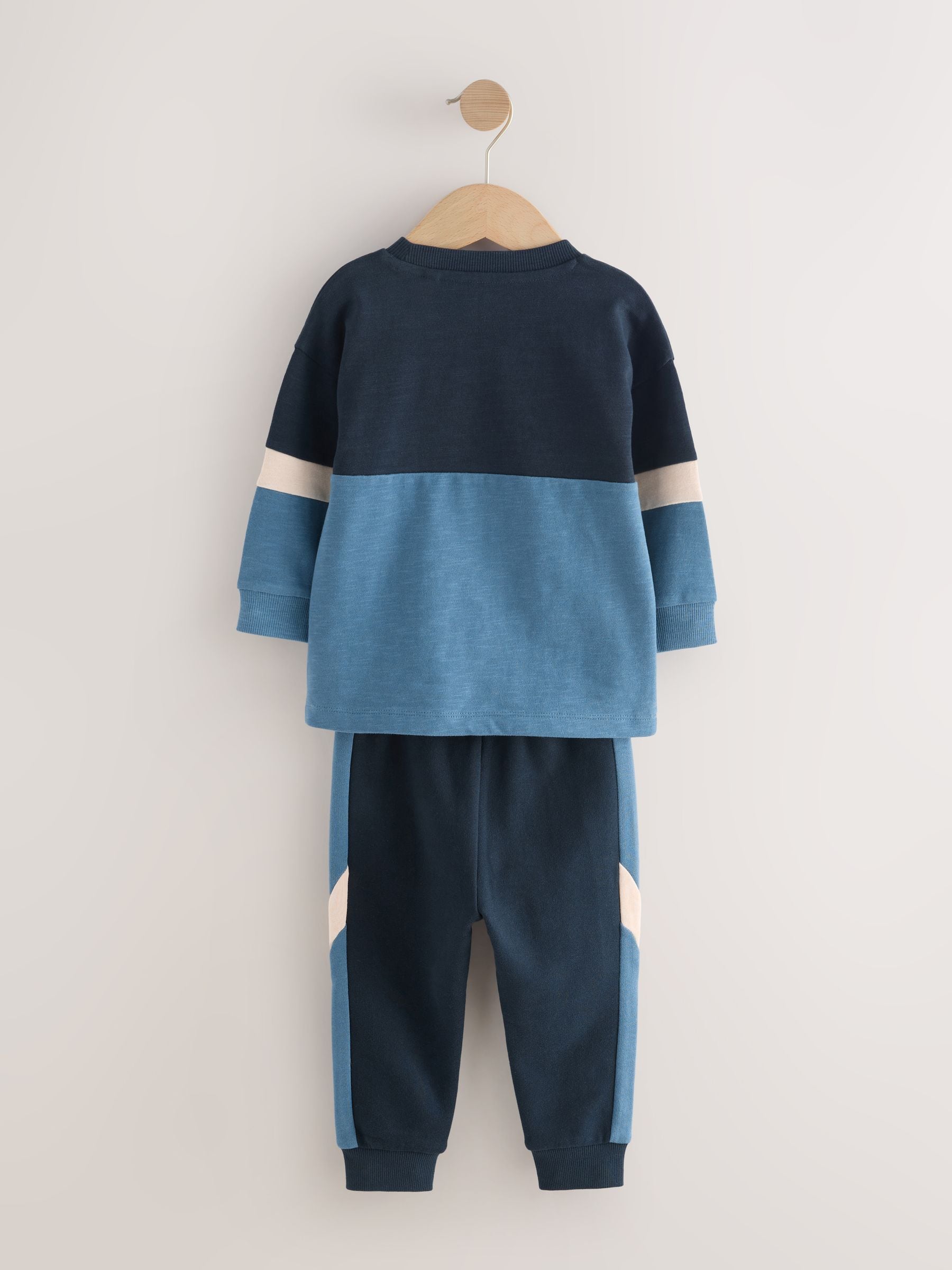 Blauw/marine - Set van zacht T-shirt met lange mouwen en joggingbroek (3mnd-7jr)