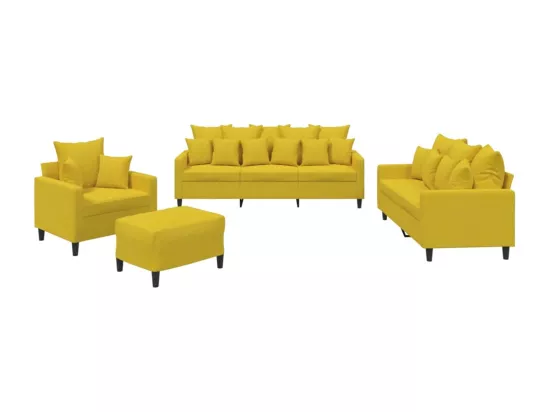 Ensemble de canapés 4 pièces avec coussins Jaune Velours