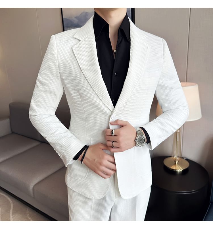 Blueforce - Set: Blazer met reverskraag en enkele rij knopen + pantalon met middelhoge taille