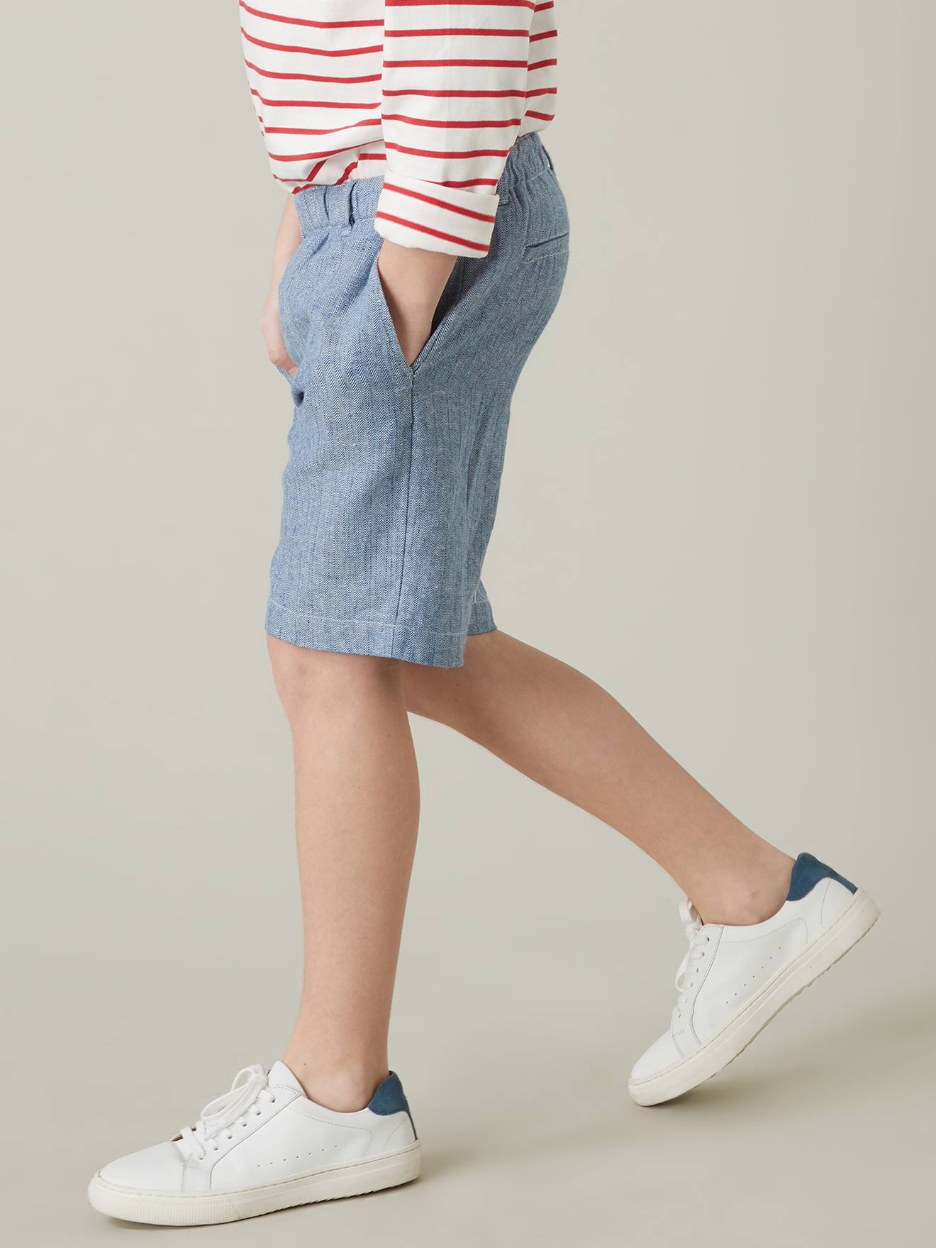Bermudas de espinha de peixe para meninos