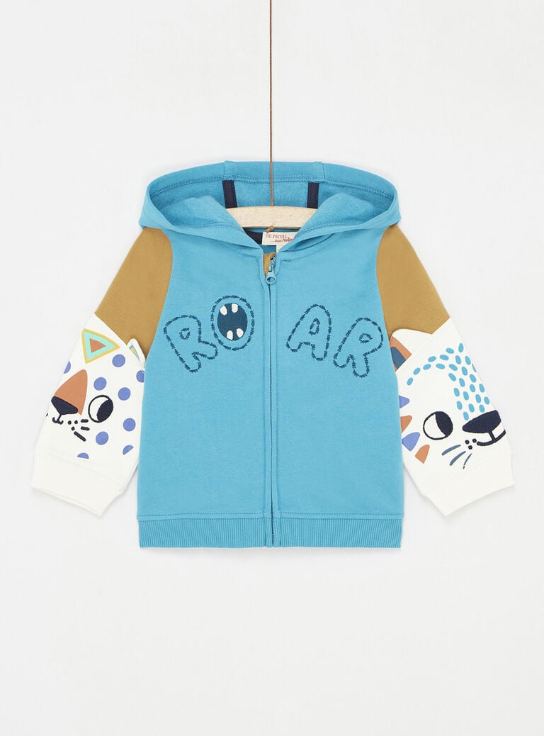 Gilet bicolore turquoise animé pour bébé garçon