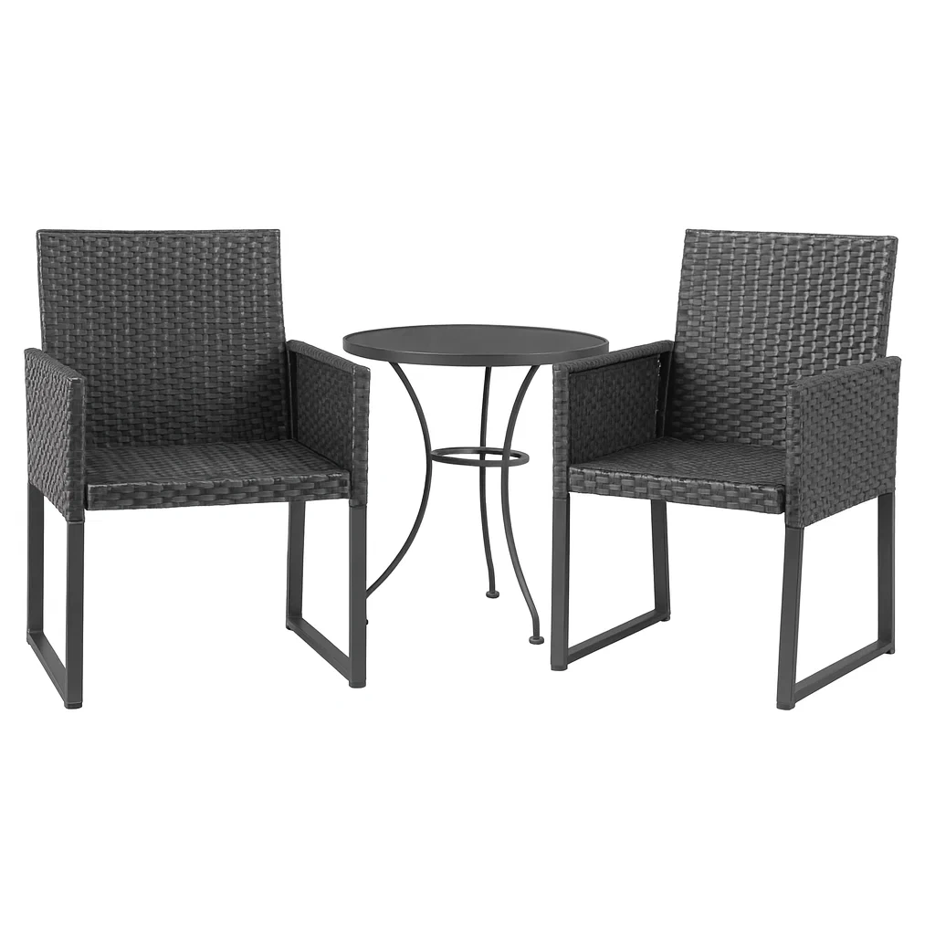 Ensemble de mobilier d'extérieur en résine tressée et acier noir