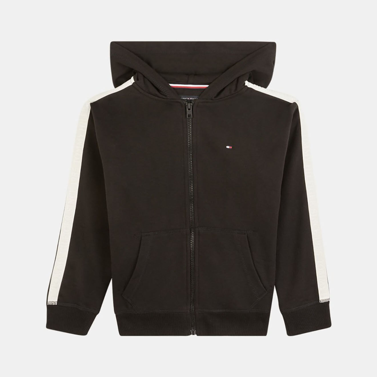 Tommy Hilfiger Sweat à capuche zippé bande manches noir