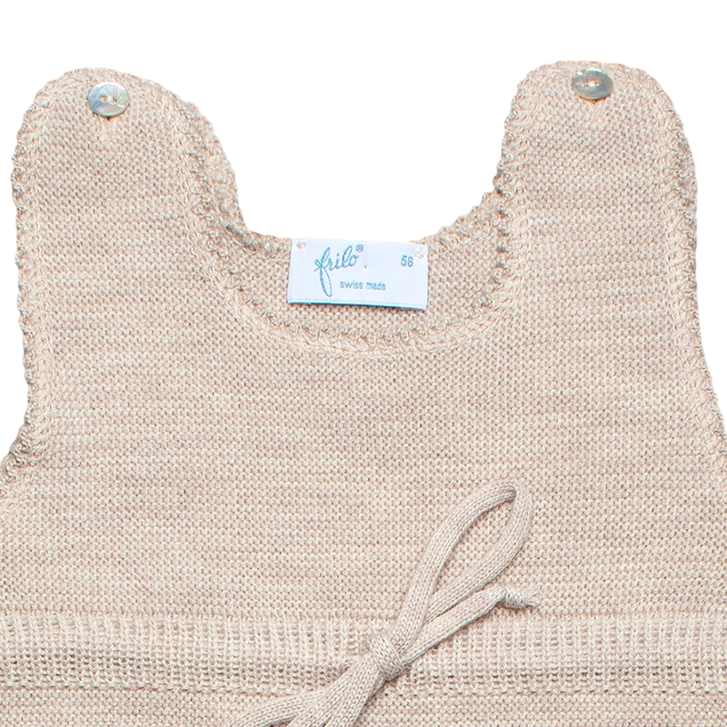 Strampler Merinowolle mit Fuss beige-mélange