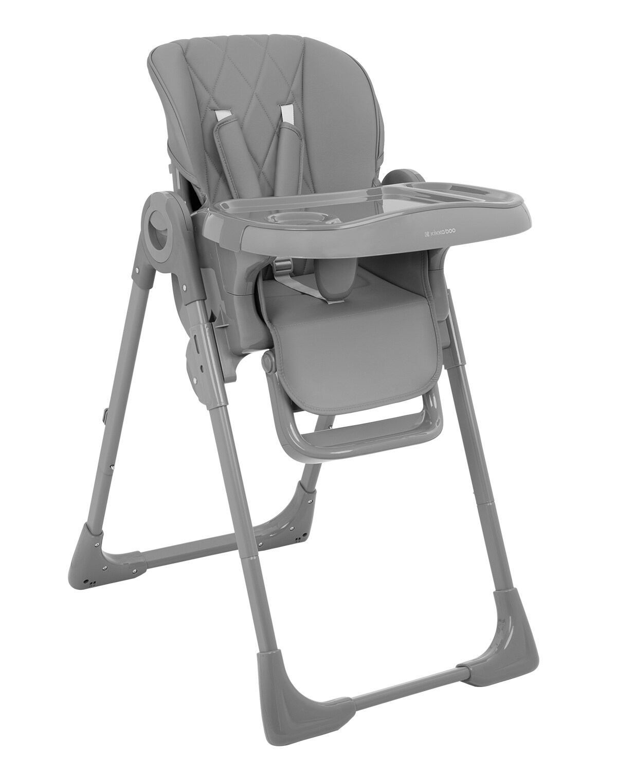 Kikkaboo Kinderhochstuhl Comfy höhenverstellbar, Gurt, Doppeltablett, klappbar grau