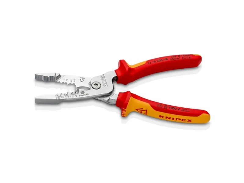 Knipex 13 76 200 ME, Beskyttende isolering, 290 g, Rød, Rustfrit stål, Gul