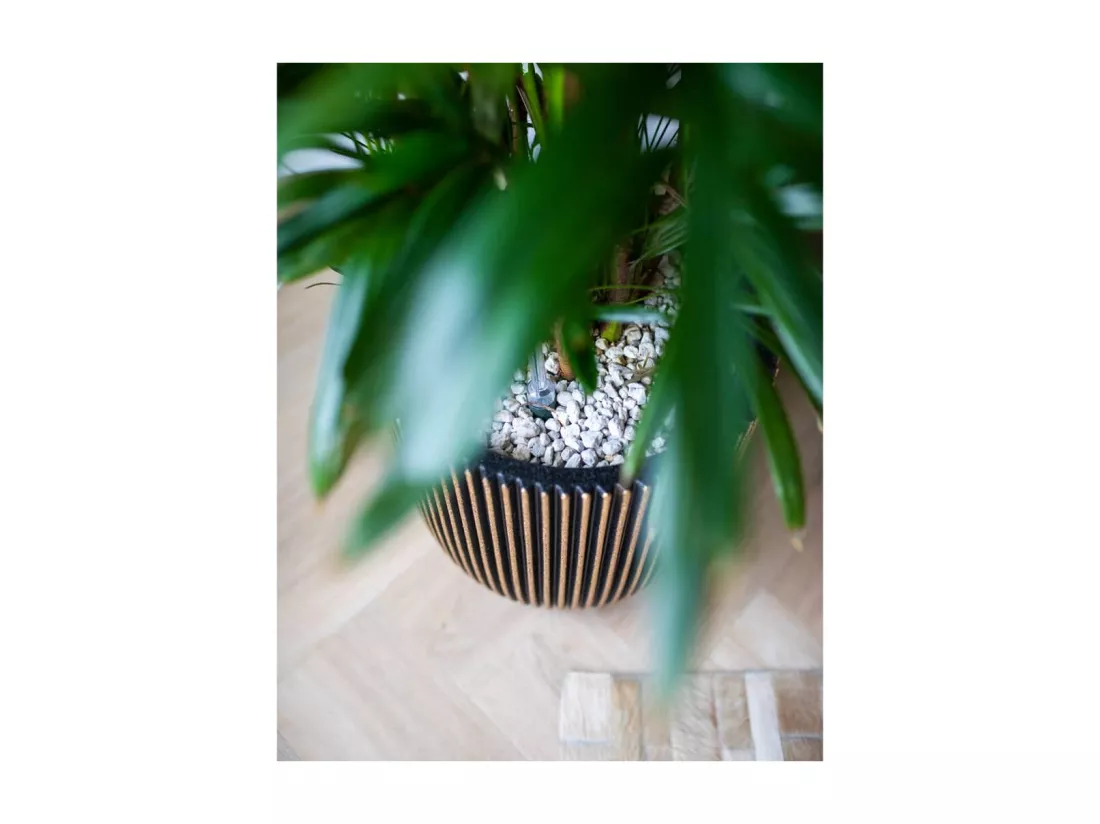 Jardinière Groove 35x34 cm noir et doré