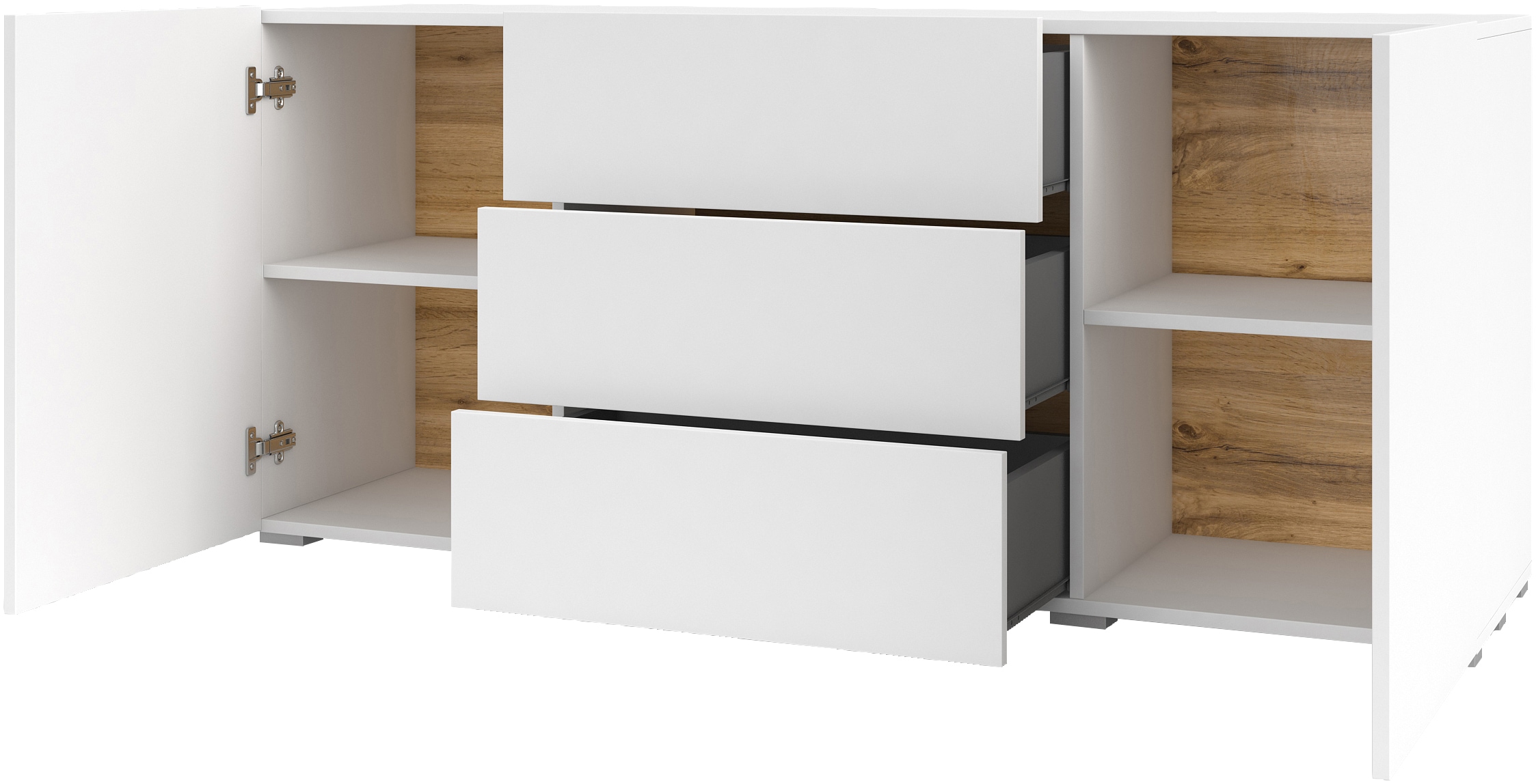 INOSIGN Sideboard »Ava, Breite 140 cm, hängend und stehend montierbar« moderne grifflose Kommode, Schubladenschrank, 2Türen/3Schubkästen