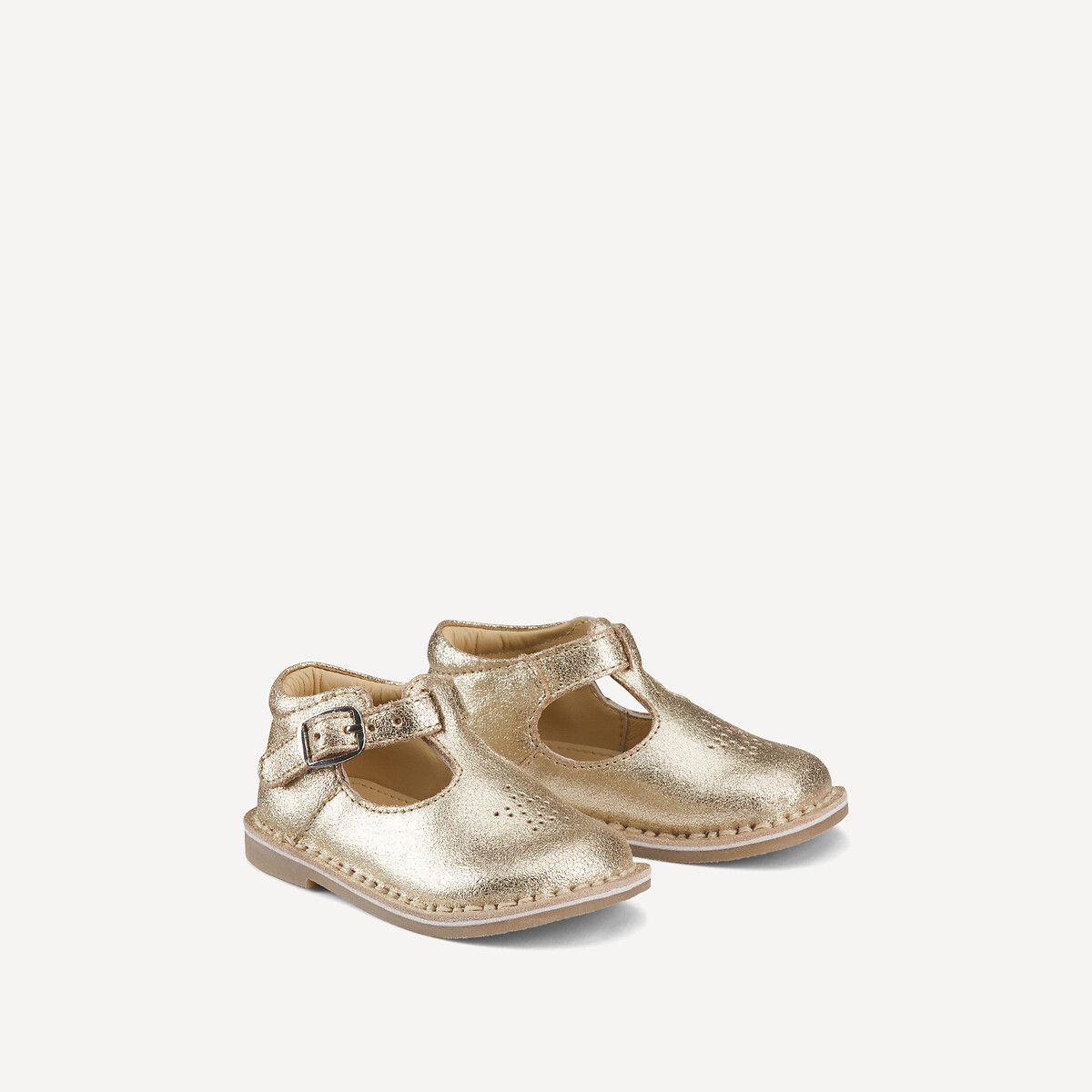 COLEÇÕES LA REDOUTE<br>Sapatos em couro dourado
