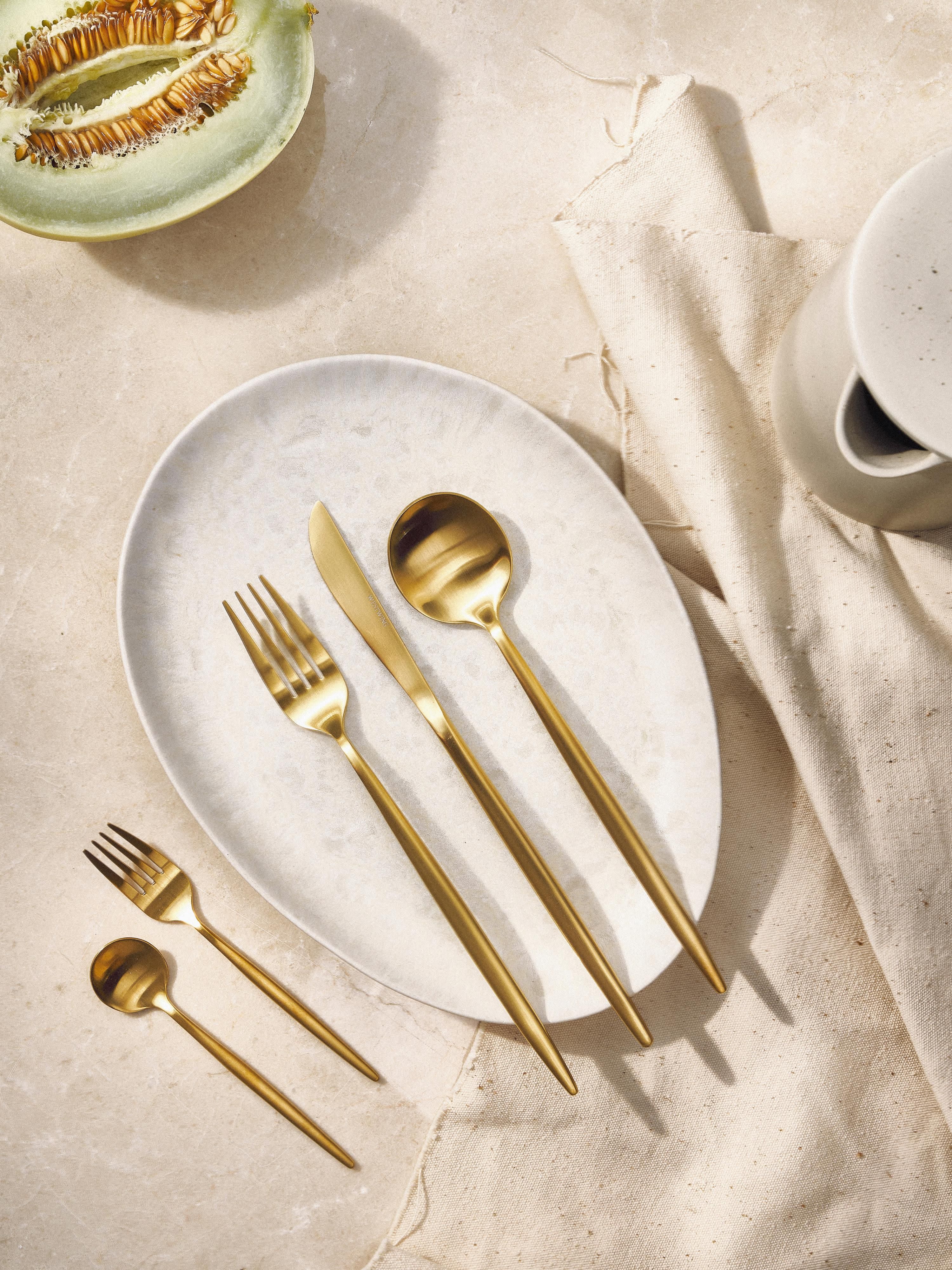 Mat geborstelde bestekset Shimmer, in verschillende setgroottes